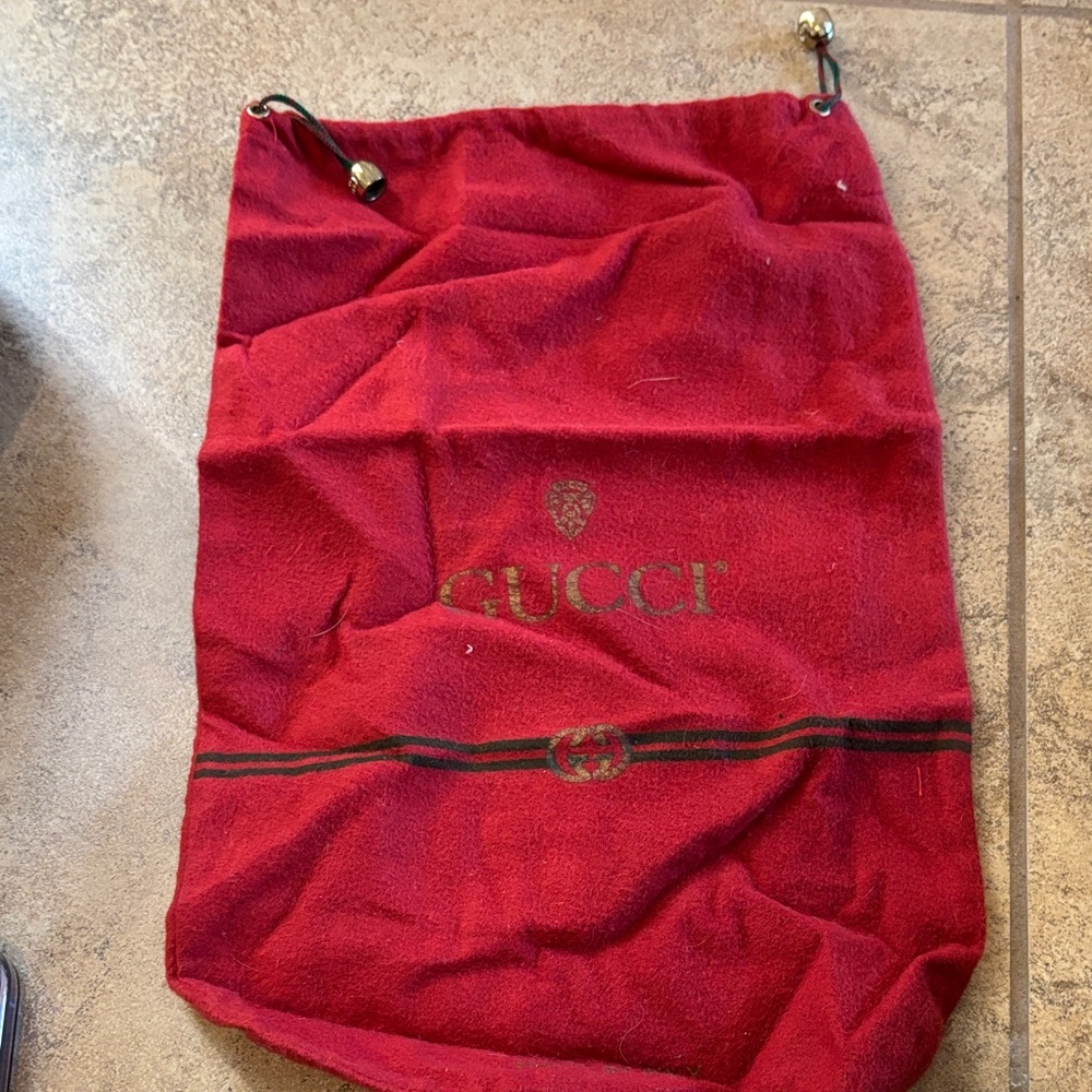 Gucci Red Velvet Dust Bag with Gold Accents